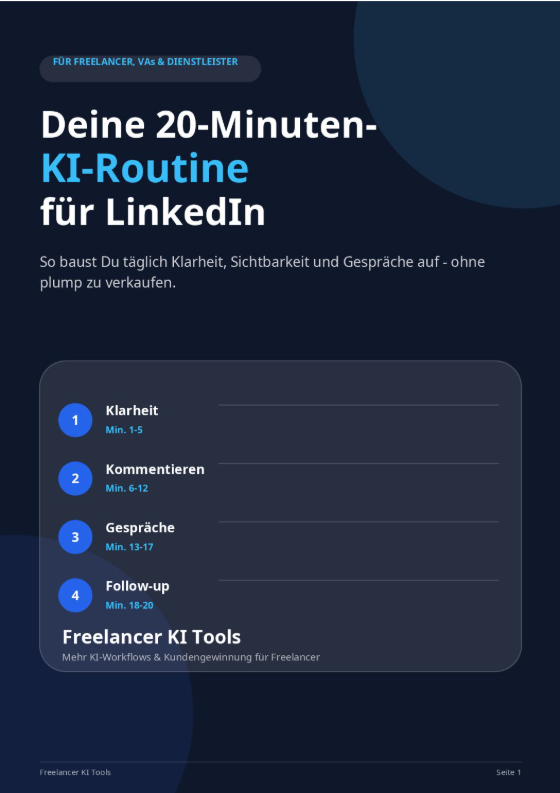 Cover der kostenlosen PDF 20-Minuten-KI-Routine für LinkedIn